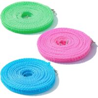 Lot de 3 étendoirs à linge coupe-vent, antidérapants et portables, 5 m, avec crochets, pour jardin, camping, voyage, vacances, camping-car