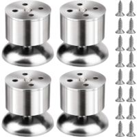 4 pièces pieds d'armoire en acier inoxydable, pieds de meubles de cuisine réglables avec vis (hauteur réglable de 0 à 10 mm)