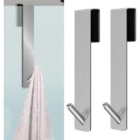 2 PCS Crochets de Porte de Douche,Accroche Serviette avec Couches en Mousse,crochets de porte pour cabine de douche paroi de douche en verre paroi de douche en verre(Argent)