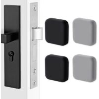 4 Pcs Silicone Door Handle Square Wall Protectors Silent Wall Protector for Handles Door Stopper Buffer (Black x2, Gray x2)