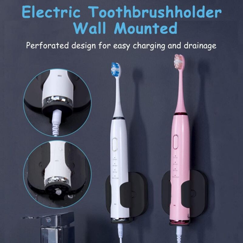 Support Brosse a Dent Electrique, HOMMAND Porte Brosse à Dents Electrique Lot de 4, Support Mural Brosse a Dent Electrique Adhésif Solide Réglable Organisateur Brosse a Dent de Salle de Bains,Blanc
