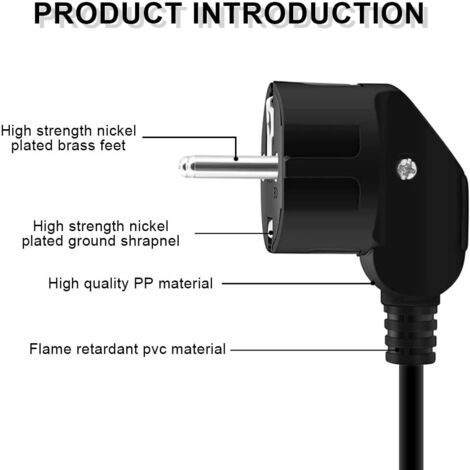 Lot De 6 Fiches Mâles Schuko 16A 250V CHEVVY - Pour Câbles 8-10 Mm, IP20, Blanc/noir