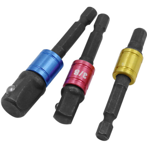 Lntyq Adaptateur de douille pour tournevis à percussion - Adaptateur pour douille de clé à chocs, porte-embout de tournevis long, cliquet, perceuses, 1/4, 1/2, 3/8 pouces, cadeau pour homme, accessoir
