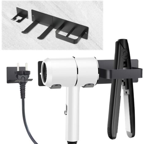 ZYNERY Porte Seche Cheveux sans Percage, Porte Seche Cheveux Mural, Support Seche Cheveux avec Crochet de Câble pour Salles de Bains Hôtels ZYNERY Porte Seche Cheveux sans Percage, Porte Seche Cheveux Mural, Support Seche Cheveux avec Crochet de Câble pour Salles de Bains Hôtels