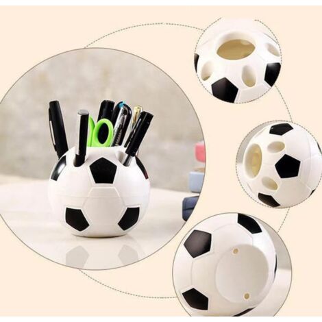 Pot à Crayons En Forme De Ballon De Football - Organiseur Bureau 6 Trous, Rangement Stylo Scolaire, Décoration Enfant Et Étudiant