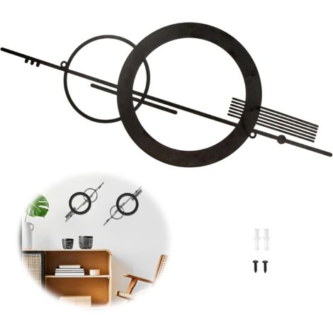 Lntyq Décoration Art Murale Métal Décor - Suspension Mur Découpe Ornements Géométrique Minimaliste Fer Decoration Murailles pour Chambres, Jardins, Galerie, Cuisine, Portes d'entrée (Noir) (1/5)
