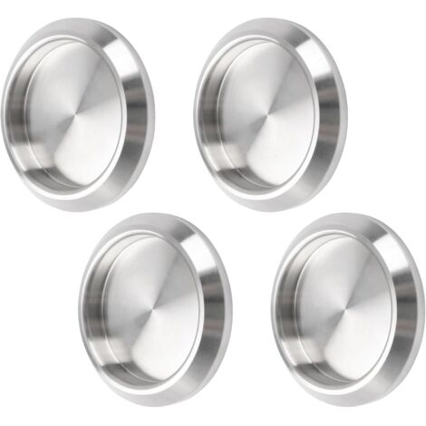 Lntyq Lot de 4 poignées de porte de placard auto-adhésives en acier inoxydable - Poignées de porte de placard de cuisine encastrées - Poignée de porte invisible - Gris (1/5)