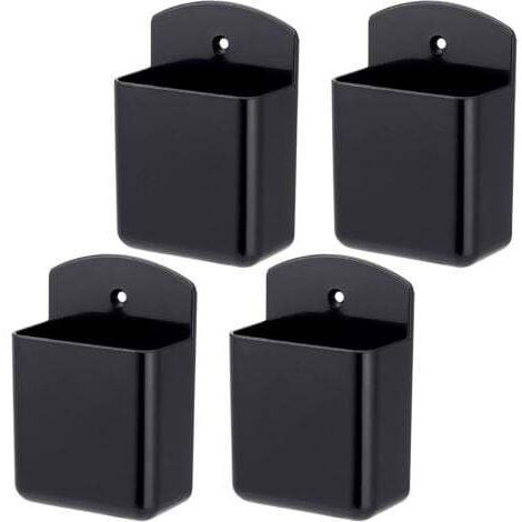 Lntyq 4 Pièces Boîtes de Rangement Autocollantes, supports de télécommande autocollant, support mural de télécommande pour contrôleur, boîte organisatrice porte-stylo noir pour brosse, stylos