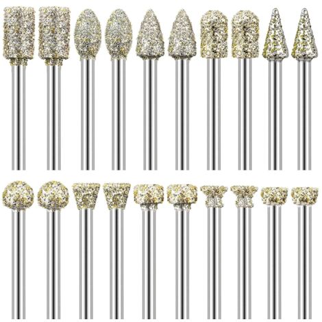Lntyq – Lot de 20 fraises diamantées 1/8' – Pour polissage, meulage et gravure sur pierre, verre, céramique – Compatible Dremel (1/5)