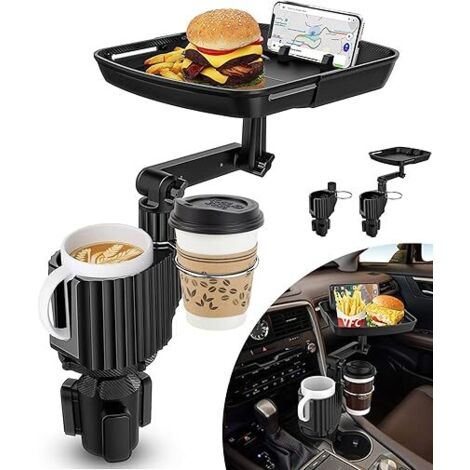 Plateau Repas Voiture Enfant Avec Support Bouteille – Noir – Organisateur De Dos De Siège