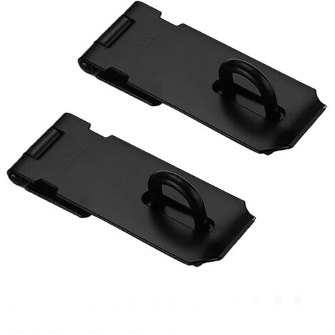 Lntyq Cadenas de porte, 2 pièces, loquet de porte, fermoir à loquet avec vis, serrure de portail, cadenas à agrafe de 4 pouces, loquet robuste en acier inoxydable avec finition noire mate