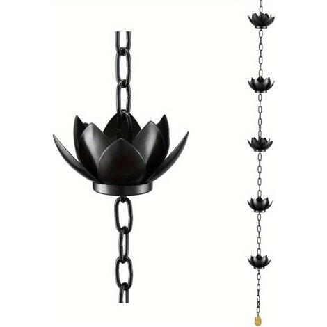 Lntyq – Chaîne récupératrice de pluie Lotus pour gouttière – Fer antirouille – Résistante aux intempéries – Longueur réglable – Décoration extérieure