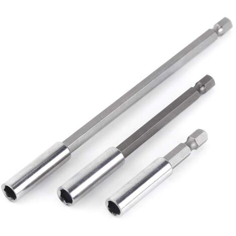 Lntyq 3Pcs Porte Embout Magnétique Extension de Vissage Tournevis, Tige d'Extension Magnétique 1/4" Hexagonale Barre 60mm 100mm 150mm Rallonge Embout Visseuse
