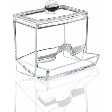 Lntyq Distributeur de cotons-tiges en acrylique, support de cotons-tiges en plastique, boîte transparente pour cotons-tiges, boîte de rangement pour cotons-tiges, bijoux avec couvercle, convient aux c (1/5)