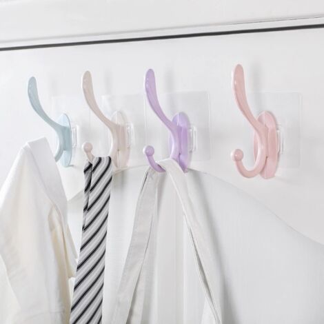 Lntyq Crochet Adhésif, 4 Pièces Crochet Mural Porte Serviettes Crochet Salle de Bains En Plastique Imperméable, pour la Cuisine le Salon et le Bureau Peignoir Manteau Serviette (1/5)