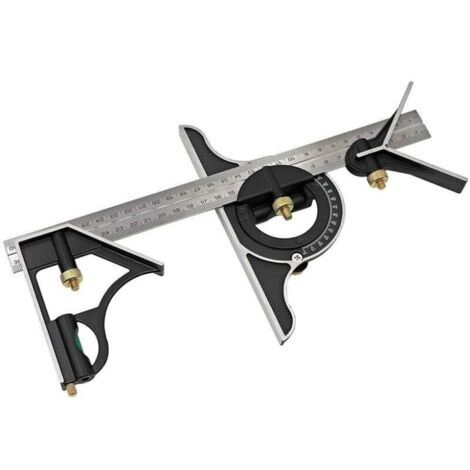 Lntyq Combinaison 300mm Multifonction Réglable Carré Outils Carrés Robustes Kits De Mesure Rapporteur De Précision Angle Finder Règle Équerres De Menuiserie