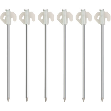 Lntyq Lot de 10 piquets de tente robustes de 20 cm pour sol dur, piquets de tente en métal haute résistance avec trou pour crochets, piquets de camping en acier, piquets de camping phosphorescents (1/5)