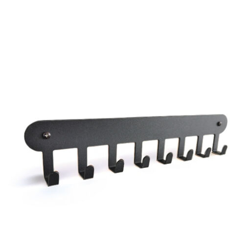 Lntyq Porte Clef Mural, 2 Pièces 8 Crochets Porte Clef Clef Mural Accroche pour Rangement des Clés et Courrier à l'entrée, Raccrocher ustensiles de Cuisine (Noir) (1/5)