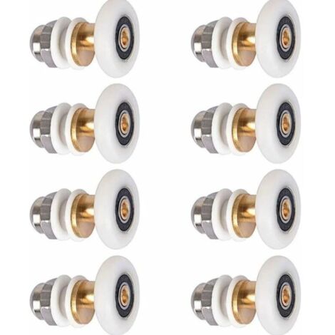 Lntyq Roulette Porte Douche, Roulettes De Porte Coulissante Cabine De Douche Porte Poulies Roue De Rechange Pour Rouleau Avec Diamètre De Roues 27mm, 8 Pièces (1/4)