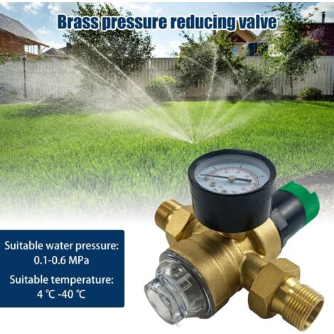 Installation Facile Sans Dérivation Réducteur Pression Eau Lectorias DN20 - Laiton Avec Manomètre | Pression Réglable | Pour Purificateurs, Chauffe-eau Reducteur De Pression Eau 3/4