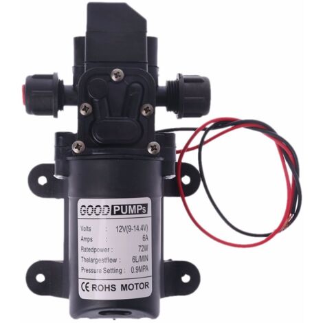 Lntyq – Pompe à membrane haute pression 12V 6A 72W 6L/min – Débit 6L/min – Aspiration 1-2m – Hauteur de pompage 70m – Protection thermique (1/5)