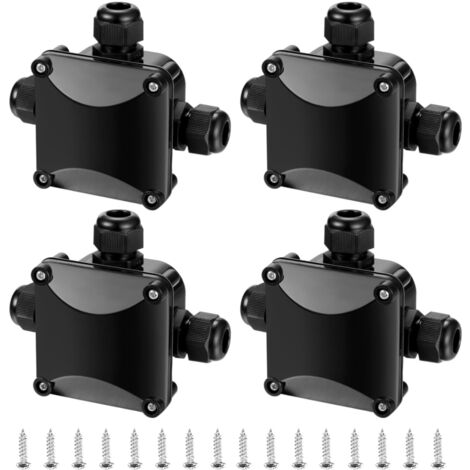 Lntyq 4 Pièces Boîte de Jonction IP68, Connecteur Étanche 3 Voies Connecteurs Boîtier Électrique Extérieur, Boite Raccord Electrique Etanche - Ø 5.5mm-10.2mm/Noir (1/5)