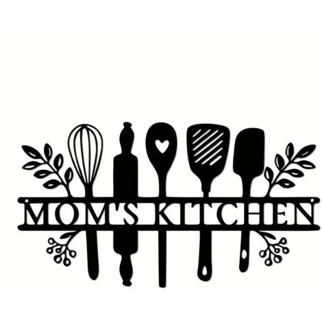 Lntyq Décoration Murale En Métal, Decoration Mural Fer Logo de la Cuisine, Sculptures Murales Décoratives Metal, Deco Ajourée, Pour Cuisine Salle à manger Intérieur Et Extérieur, 1 Pièce 3519 cm (1/4)
