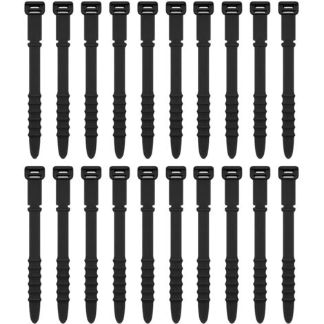 Lntyq Attaches Câble Silicone Réutilisables Serre Cable, 11,3cm Organisateur Cable, Attache Cable Electrique Pour USB Cable Management, Range Cable Bureau, Gestion Câbles PC(11,3cm, 20Pièces, Noir)