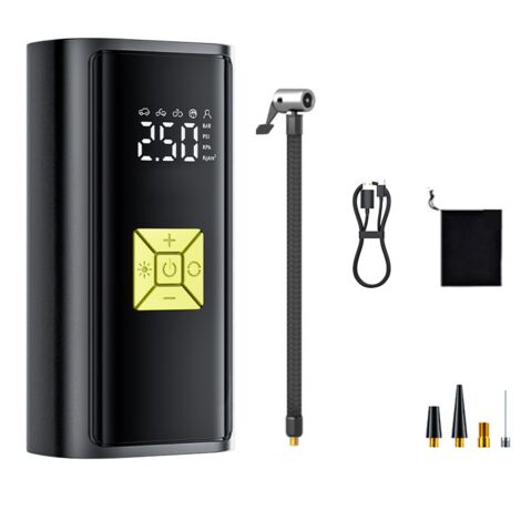Lntyq Compresseur à Air Portatif,Mini Compresseur a Air Portatif 4500mAh, Pompe a 150 PSI Gonfleur Velo avec Écran Digital et Lumières LED,pour Voiture Rechargeable pour Vélo, Moto, Scoote, Balle (1/5)