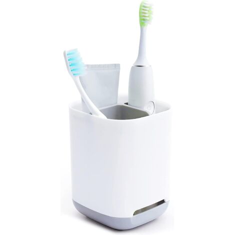 Lntyq Porte-brosse à dents amovible en plastique - Organiseur de brosse à dents électrique - Antidérapant - Pour la famille, les enfants - Gris clair