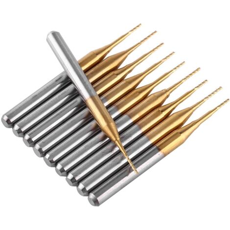 Lntyq 10 pcs 3.175mm Fraise CNC en Carbure de Tungstène Fraises Rotatives 0.6mm Tige Droite pour Gravure