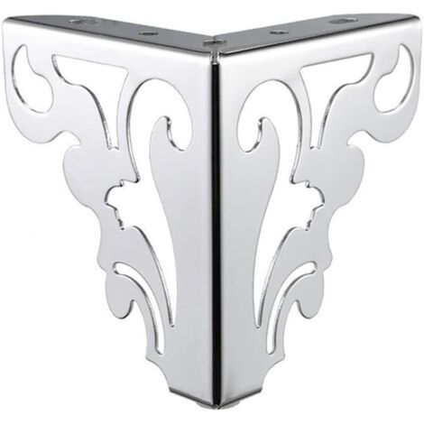 Lntyq Lot de 4 pieds de canapé modernes de 15 cm - Accessoires de meubles de table et d'armoire en fer - Motif creux (chromé) (1/5)