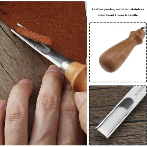 Natudeco Kit 4 Couteaux Biseautés Cuir – 0.8/1.5/2/3 Mm, Manche Bois Ergonomique Pour Finition Bordure