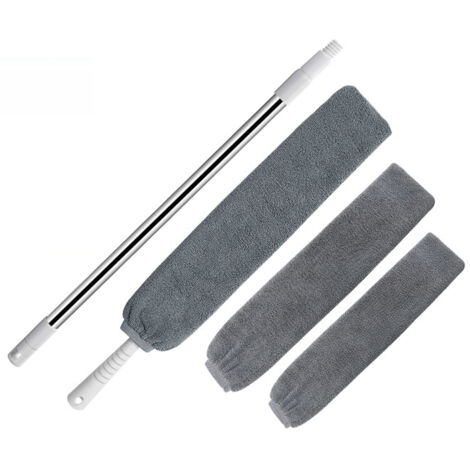 Lntyq Nettoyeur de poussière rétractable, plumeau plat extensible jusqu'à et deux housses en microfibre, nettoyeur de poussière rétractable pour les fentes sous le canapé, les armoires, le lit, la pou (1/5)