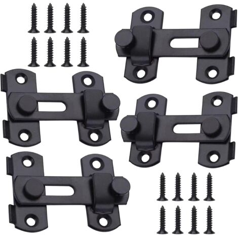 Lntyq 4 Pièces Verrou de Porte Coulissante Interieure, Petite Serrure de Porte Sécurité, Loquet de Porte en Acier Inoxydable, Serrure Porte en Acier Inoxydable Loquet, pour Fenêtre, Jardin et Porte (1/5)