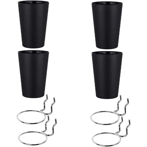 Lntyq Lot de 4 tasses pour panneau perforé avec crochets pour panneau perforé, bacs pour panneau perforé avec anneaux, crochets pour support de tasse pour organiser les accessoires,l'établi, noir (1/5)