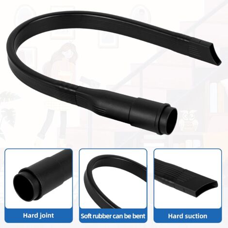 Suceur Plat Flexible 62cm Embout Aspirateur Universel 32/35mm - Noir Pour Coins Difficiles