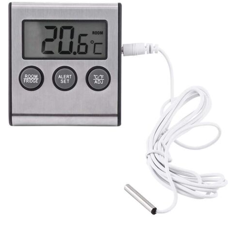 Thermomètre Numérique Réfrigérateur/Congélateur – Étanche Avec Aimant, Support & Alarme – Plage -50°C à +70°C – Idéal Maison & Cuisine