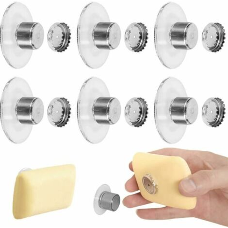 Lntyq Lot de 6 porte-savons aimantés avec ventouses, conçus pour une utilisation sans perçage. Ces porte-savons magnétiques sont adaptés pour la salle de bain, l'évier, la baignoire et la cuisine (1/5)