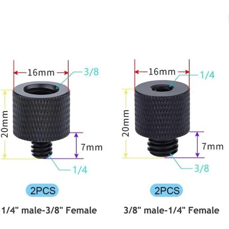 Male 1/4 - Female 1/4 trépied pouces adaptateur vis