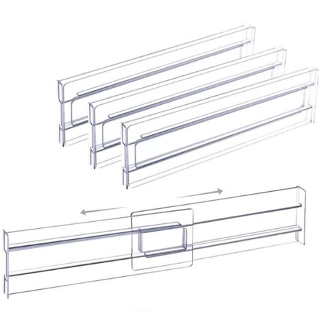 Lntyq 4 pcs Séparateurs de tiroirs en acrylique transparent, organisateurs de commode extensibles, organisateur de tiroir de cuisine transparent (1/5)