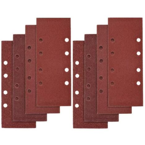 Lntyq 40 PCS Papier de Verre, 93 x 185mm Feuilles Abrasives pour Ponceuse Vibrante 8 Trous Assorted P40, P60, P80, P100 Grit (1/5)