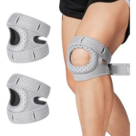 Lntyq Genouillères, Genouillère Ortho, Réglable Genouillères Ortho Rotule, 1 Paire, pour les Coureurs,Tennis, Arthrite Rotule (2, Gris) (1/5)
