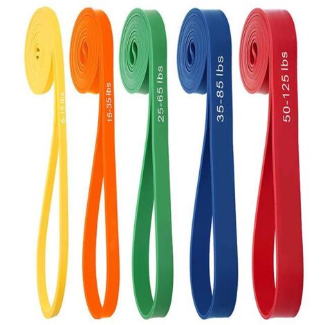Lntyq Lot de 5 Bandes de résistance avec ancrage de Porte, Bande de Gymnastique pour Hommes et Femmes, Bande de Fitness pour Yoga, Pilates, Musculation, tractions, physiothérapie (1/5)