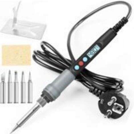 Lntyq 90W Kit de Soudage Électrique de Précision avec Interrupteur ON/OFF Temperature Réglable 200480℃ 5 Pointe de Soudage, Fil de Soudure, Support de fer à souder etc (1/5)