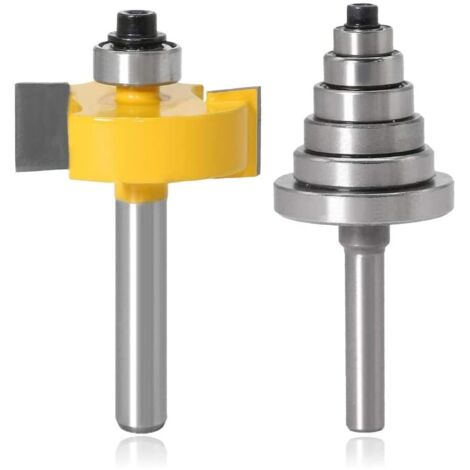 Bestgle Set 6 Fraises à Feuillure Tige 8 Mm + 6 Roulements Interchangeables - Outils Fraisage Bois Profondeur 1/8" à 1/2"