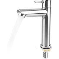 Lntyq Robinet d'eau froide pour invités, robinet d'eau froide uniquement, robinet d'eau froide en acier inoxydable, robinet d'eau froide, robinet de lavabo, pour toilettes d'invités, salle de bain
