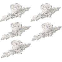 Lntyq Lot de 5 boutons de placard décoratifs Euro Rose avec plaque, boutons de tiroir ivoire floral, boutons de porte de placard, poignées de tiroir blanc ivoire