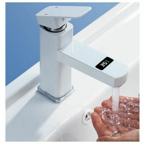 Einhebel-Waschtischarmatur aus reinem Messing, Badezimmerarmatur, Bubbler, Waschbecken-Mischbatterie, Farbe Weiß (1/4)
