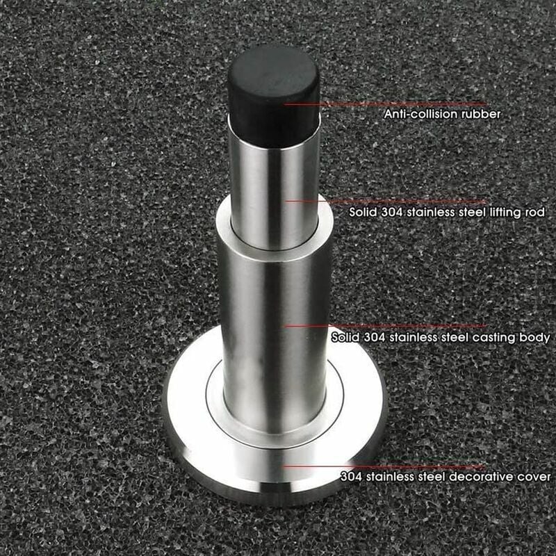 Arret De Porte Butée De Porte,GRAY--Butée De Porte En Caoutchouc En Acier Inoxydable, Support De Porte Sans Butee De Porte